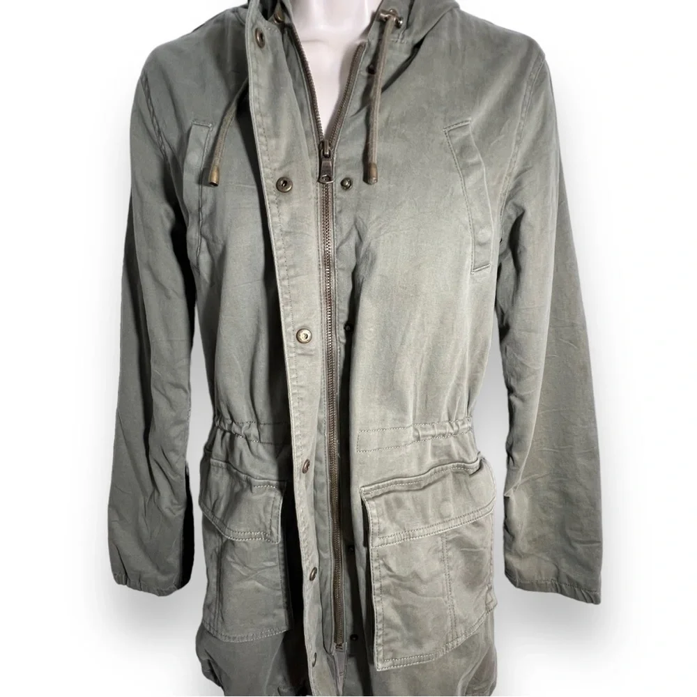 BANANA Republic Women’s Hooded Utility Coat Olive Green Size XS - Picture 4 of 7